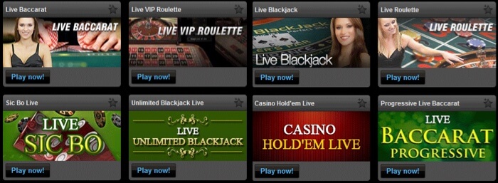 Exempel på live casino spel