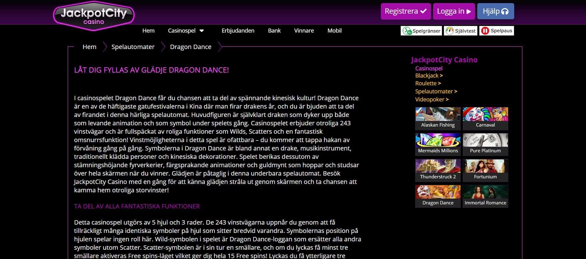 Läs om spe och mycket mer hos JackpotCity Casino