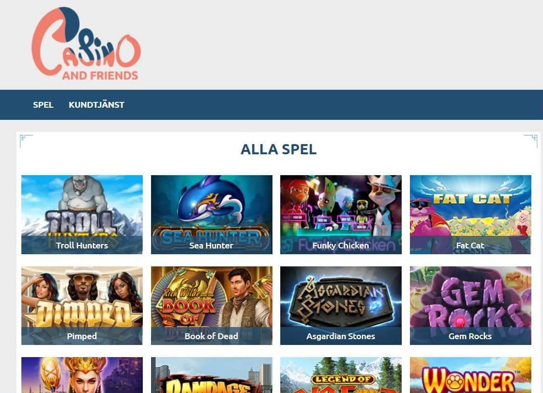 Alla spel hos Casinoandfriends ger dig tillgång till samtliga Slots och Jackpot Slots