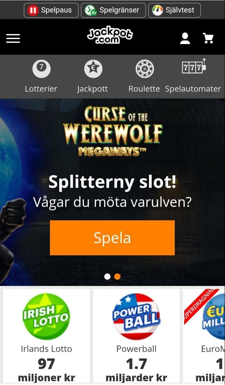 Jackpot i mobilen är lika lättnavigerad som webbversionen