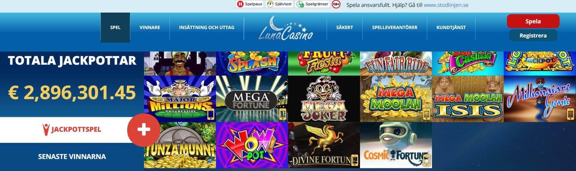 Luna Casino har ett häftig spelutbud men sajtens layout speglar tyvärr inte innehållet