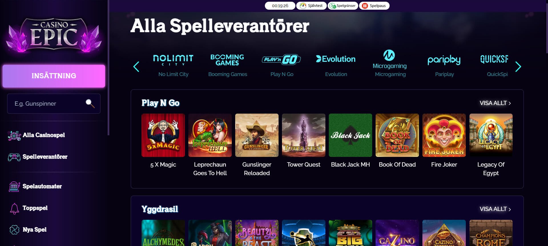 Välkommen till unika Casino Epic!